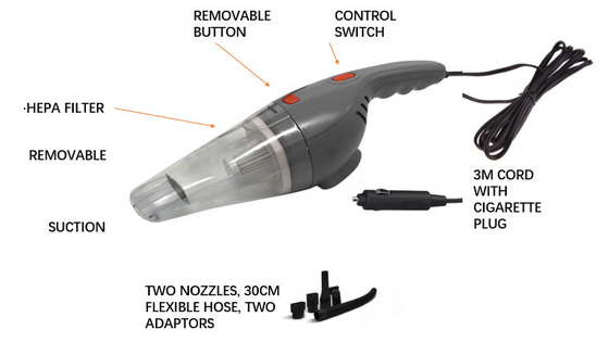DC12V 휴대용 자동차 진공청소기 HEPA 필터 1년 보증